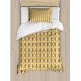 thumbnail image 1 of Vintage Duvet Cover Set Twin Size, Vertically Aligned Oval Shapes with Pointy Ends in Retro Colors, Decorative 2 Piece Bedding Set with 1 Pillow Sham, Cocoa Eggshell and Mustard, by Ambesonne, 1 of 3