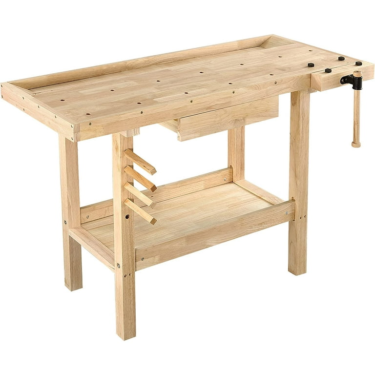 Olympia Tools Hard Wood Workbench, 4-Ft Length, Vise, Storage