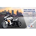thumbnail image 2 of HNH 12V Kids Ride On Motorcycle, Kids Motorcycle, 4mph Speed w/Headlights,Training Wheels,Bluetooth Music, Pedal, Battery Charger-White, 2 of 8