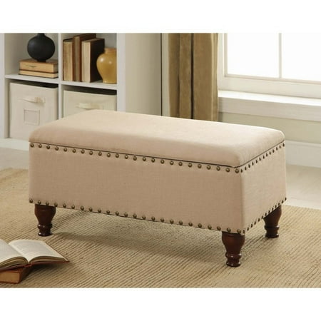 Storage Bench Ottoman with Nailhead  Trim and Decorative 