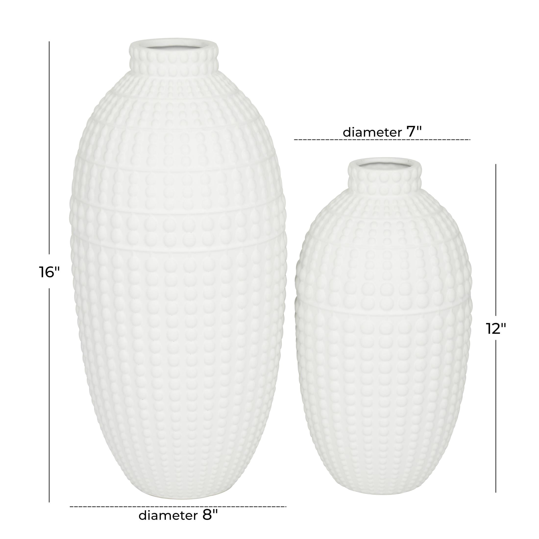 CosmoLiving by Cosmopolitan 16", 12"H White Ceramic Vase, Set of 2