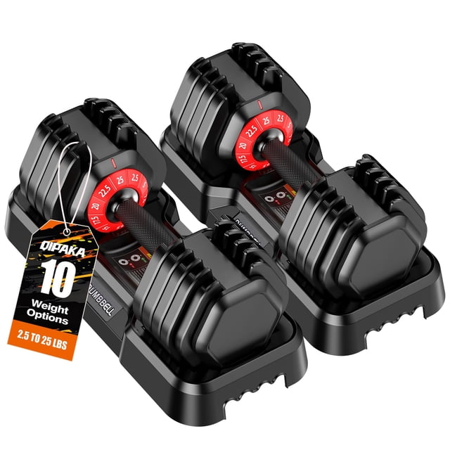 Juego de mancuernas ajustables QIPAKA de 25 kg (55,12 libras) 10 en 1