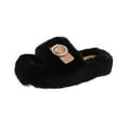 thumbnail image 2 of Zunfee Soft Plush Black Faux Faux Fur Slides for Women - Open-Toe Slide Sandals with Metallic Buckle, Comfortable Indoor Outdoor Casual Footwear,Size 42, 2 of 8