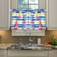 thumbnail image 2 of Yayeee Kitchen Curtains Tier Pair Light Filtering 27"x36" Rod Pocket Short Cafe Window Panel, Red Hand Drawn Sailboats, 2 of 7