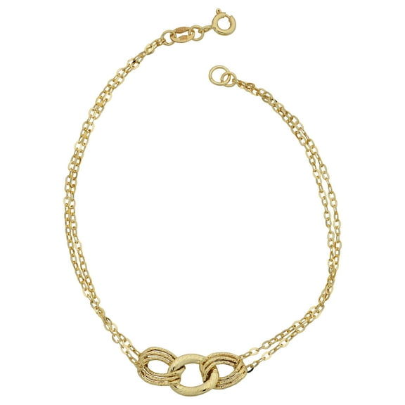KoolJewelry 14k Yellow Gold Triple Link and Double Strand Bracelet (7.5 inches)