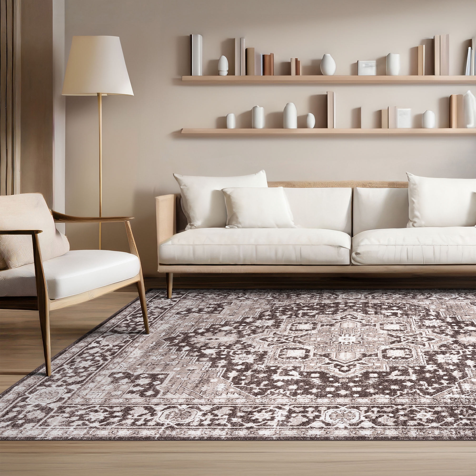 Bliss Rugs Magic Traditional 2' x 3' Brown and Cream Indoor Area Rug