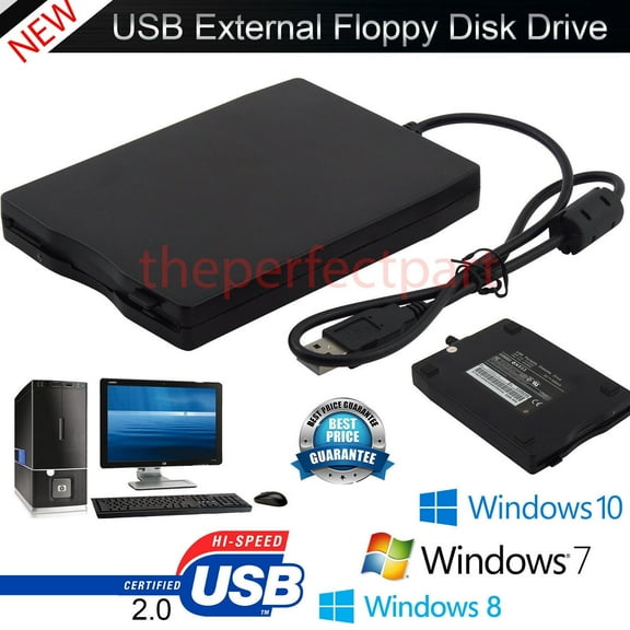 3.5' USB 2.0 Data External Floppy Disk Drive 1.44MB For Laptop PC Win 7/8/10 Mac