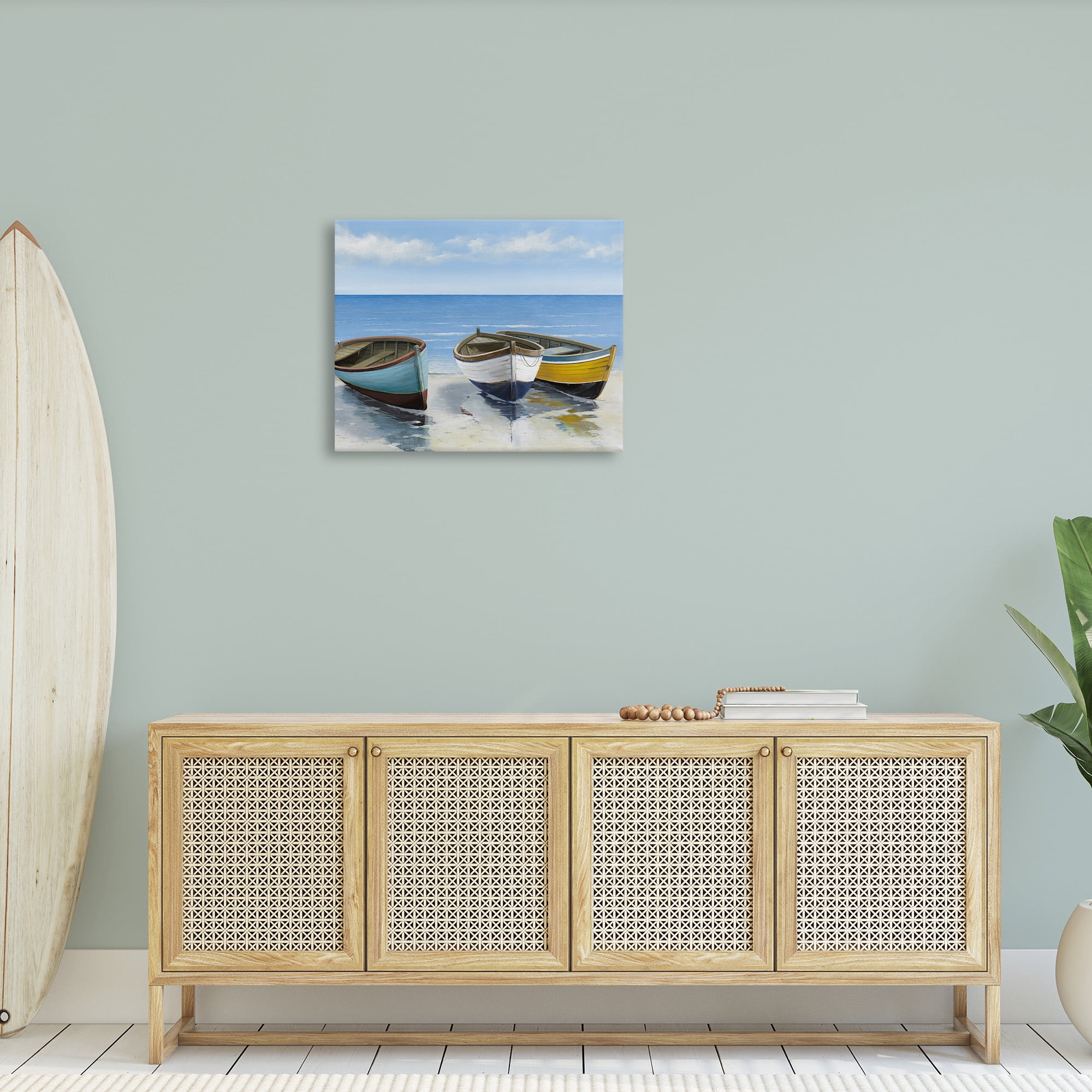 Stupell Industries Coastal Rowboats on Shore Transportation Painting Gallery Wrapped Canvas Art Print Wall Art, 30 x 24
