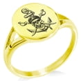 thumbnail image 1 of Stainless Steel Pirate Skull Anchor & Cross Swords Minimalist Oval Top Polished Statement Signet Ring, 1 of 1
