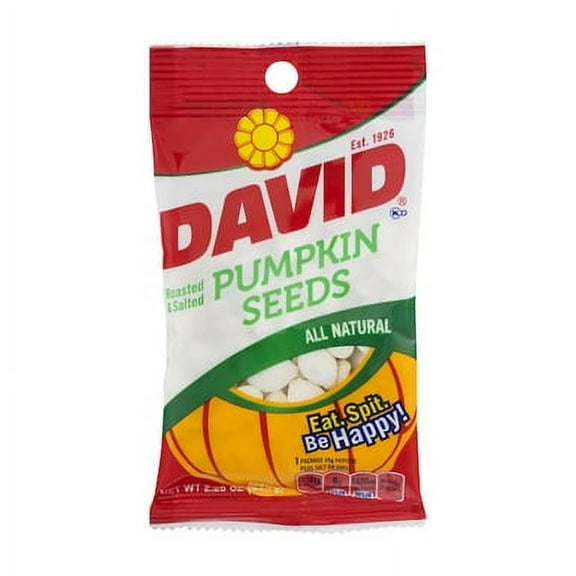 DAVID Roasted and Salted Pumpkin Seeds, 2.25 oz