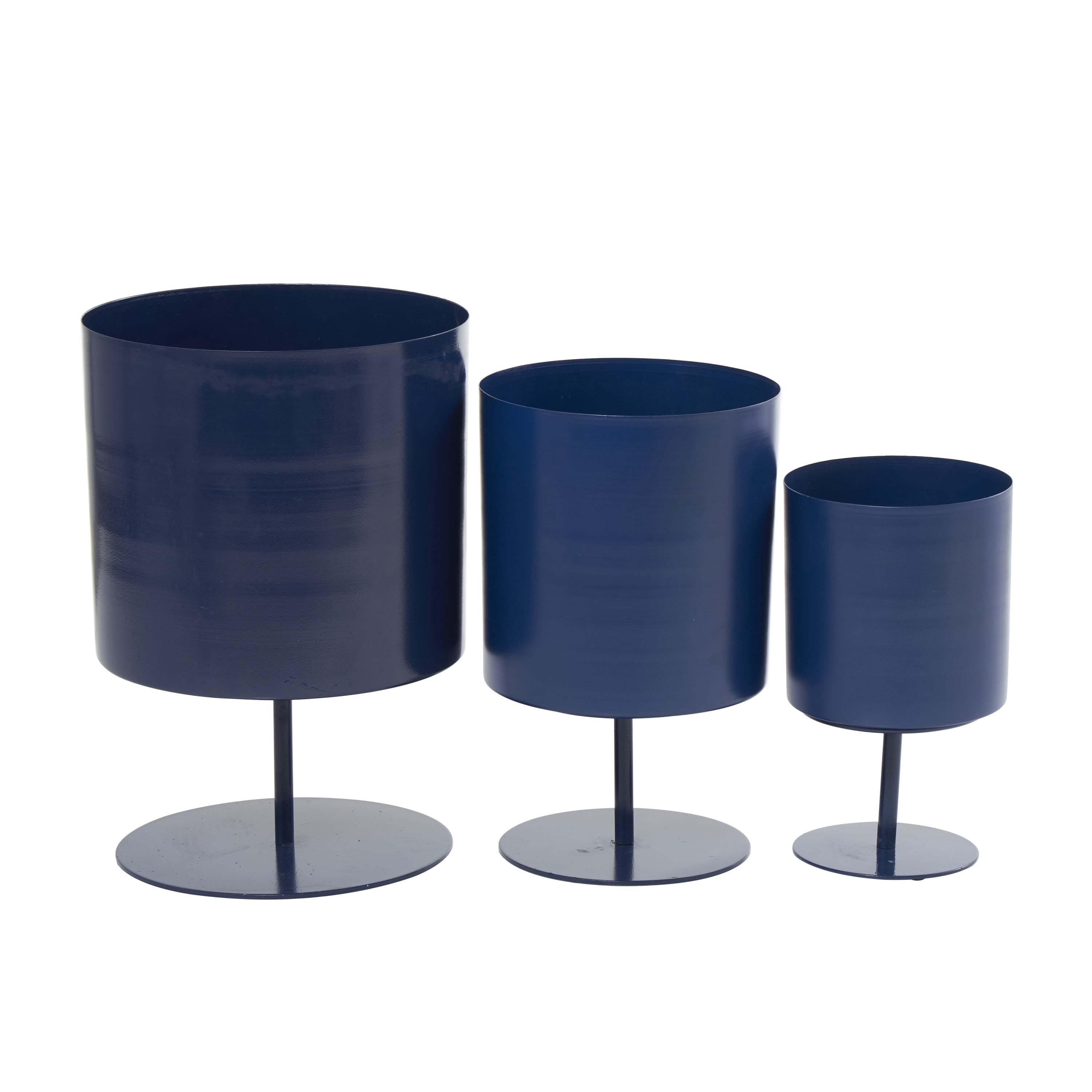DecMode 14", 12", 10"H Blue Metal Planter (3 Count)