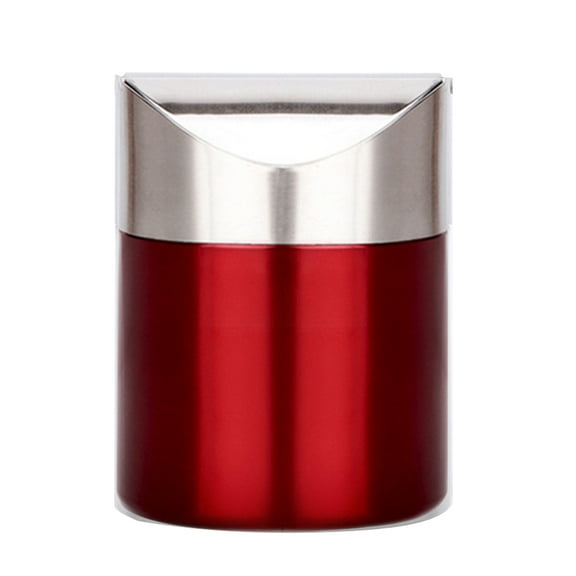 Desktop Dustbin Small Trash Can Stainless Steel Bin 1.5 L Swing Lid Fit for Bathroom Kitchen Countertop Car Office Desk