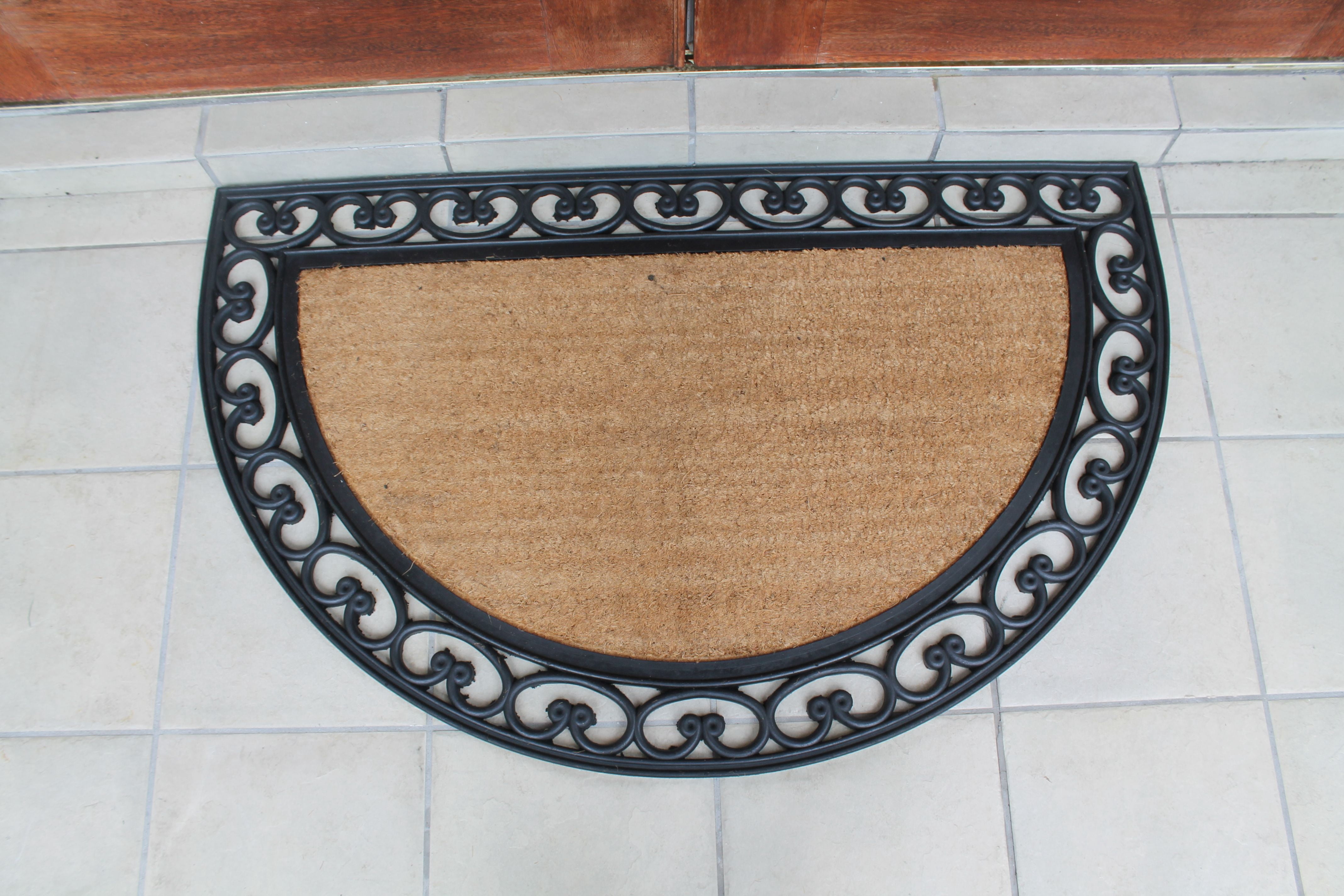 A1HC Half Round Rubber and Coir 30" x 48" Classic Black Double Doormat