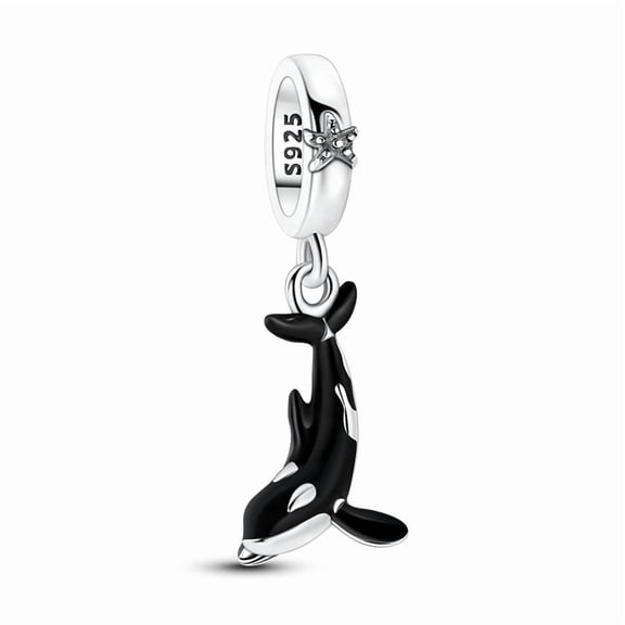 Glow-in-the-Dark Orca Silver Plated Charm