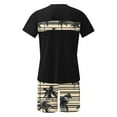 thumbnail image 4 of VBTAPA Mens Casual 2 Piece Outfits Tropical Printed Crew Neck Short Sleeve T Shirts and Shorts Tracksuit Set Summer Jogging Workout Sets Lightning Sales of The Day Black XXXL, 4 of 6