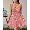 thumbnail image 2 of Women'S Boho Floral Dress Romper Spaghetti Strap Smocked Dress Pink S, 2 of 7