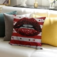 thumbnail image 3 of Patifu Glitter Lips Biting Sexy Red Black White Stripes Farmhouse Decorative Throw Pillow Covers for Sofa Couch Home Decoration  20x20in, 3 of 5