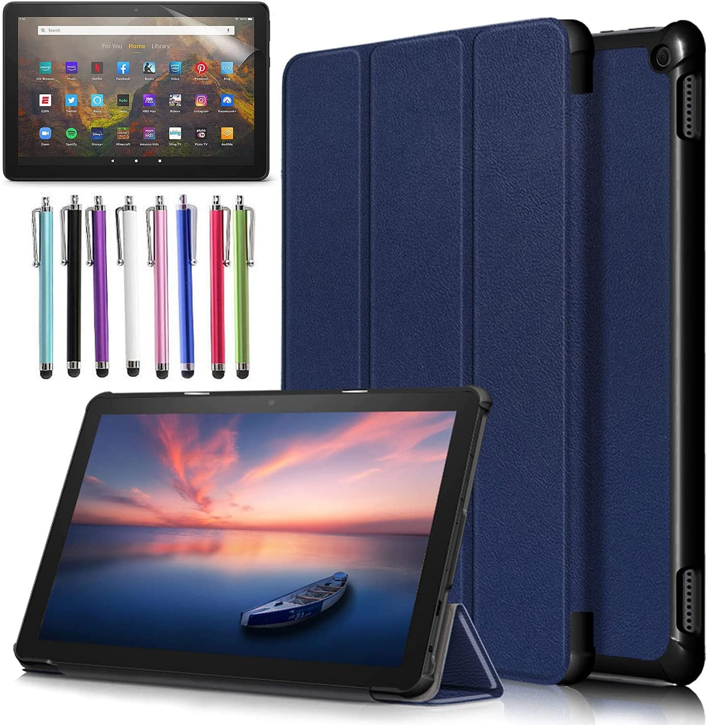 10.1 Inch Bookstyle DONT TOUCH ME Pattern PU Leather Flip Case with Stand Holster Auto Sleep/Wake Function Protective Cover Color-3 KM-WEN® Tablet Case for  Fire HD 10