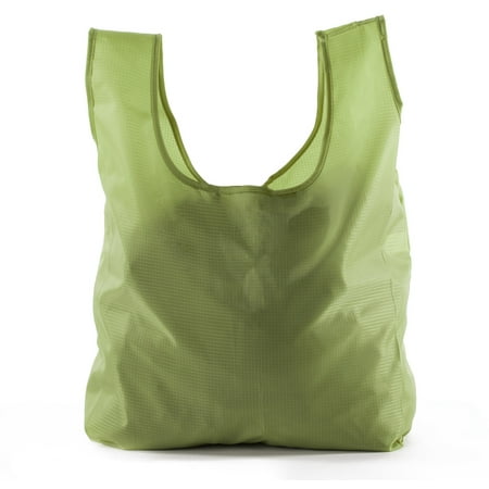 Reusable Grocery Bags | Foldable w/ Integrated String Pouch | Ripstop Nylon Tote - 5PK Moss CA2650