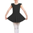 thumbnail image 1 of Yuyuekeji Cute Ruffle Short Sleeve Pink Leotards for Girls Ballet, Ballet Leotards for Girls with Dance Skirt Black 7-8 T, 1 of 7