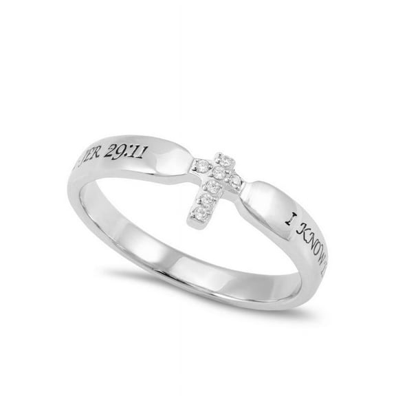 I KNOW Cross Ring with Bible Verse, Stainless Steel Christian Jewelry