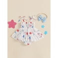 thumbnail image 5 of BemeyourBBs Baby Girls Romper Set, Sleeveless Tie-up Stars Bodysuit Dress Headband, 5 of 9