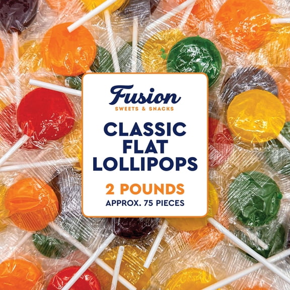 Fruit Rainbow Lollipop Assorted Mix 2 Pounds Bulk Suckers Individually Wrapped Assorted Fruit Rainbow Flavors Round Flat Lollipops Party Favors Office Candy Bowl Kids Treat Bag Filler Classroom Treat