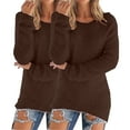 thumbnail image 2 of Brown Womens Tops Women's Fashionable Long Sleeve Pullovers Loose Fuzzy Jumper Sweater Fall Outfits for Women 2025, 2 of 6