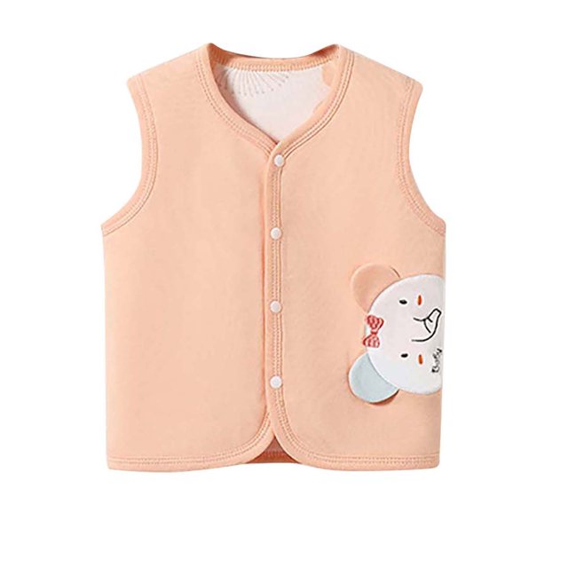 2025 Baby Vest For Girls & Boys Kid's Spring And Fall Spring Cotton Reversible Vest Jacket Sleeveless Undershirt Orange