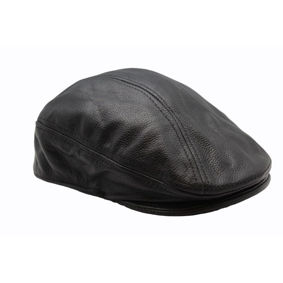 Men's Black Genuine Leather Ivy Ascot Cap – Classic Gatsby Newsboy Cap Driver Hat