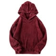 thumbnail image 2 of 2025 Charella Women's Fuzzy Hoodies Sport Pullover Cozy Fleece Oversized Sweatshirt Wine,S, 2 of 6