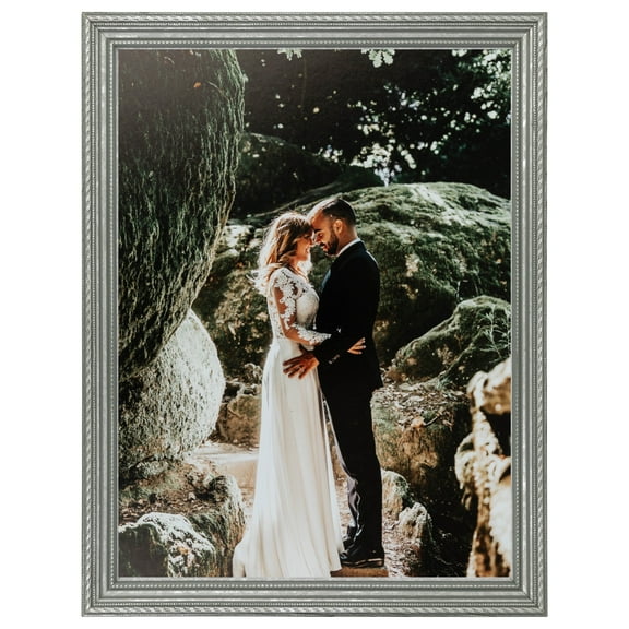 ArtToFrames 5x5" Silver Picture Frame, Silver Wood Poster Frame, with Regular Glass and Foam Backing 3/16 inch (FBPL-4319)