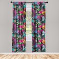 thumbnail image 3 of Ambesonne Floral Inspiration Curtains, Exotic Jungle, Pair of 28"x63", Magenta Teal and Multicolor, 3 of 5