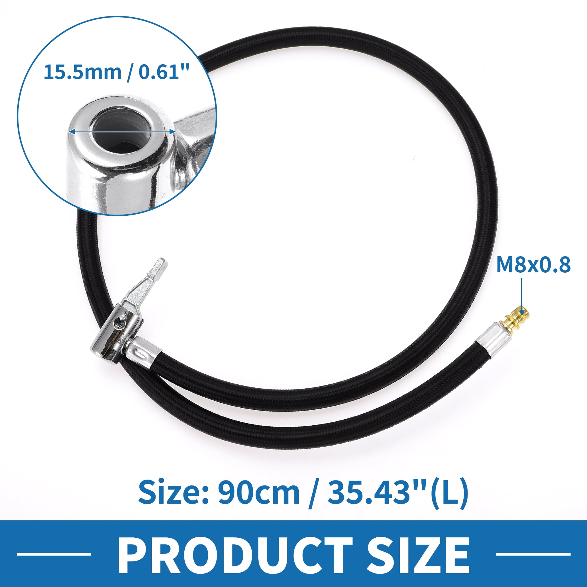Unique Bargains Durable 35.43inch Tire Inflator Extension Tube with Thread Adapter Nylon