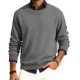 thumbnail image 2 of Men's Round Neck Long Sleeve Ribbed Knit Pullover, Sweater for Cold Weather, Indoor Warmth and Everyday Essentials,Dark Gray,2XL, 2 of 7