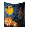 thumbnail image 1 of Halloween Soft Flannel Fleece Throw Blanket, Gothic Halloween Haunted House Party Theme Design Trick or Treat Motifs Print, Cozy Plush for Indoor and Outdoor Use, 50" x 60", Multicolor, by Ambesonne, 1 of 6