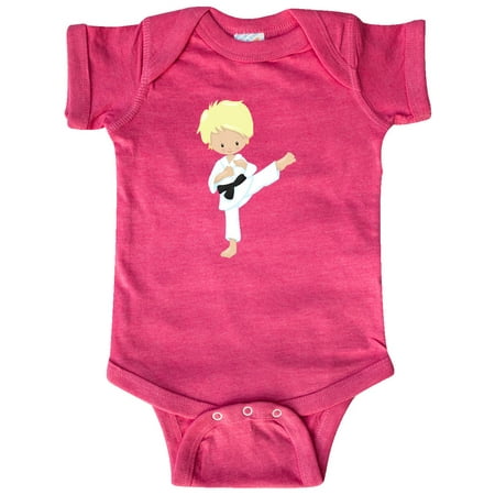 

Inktastic Cute Boy Blond Hair Karate Pose Black Belt Gift Baby Boy Bodysuit