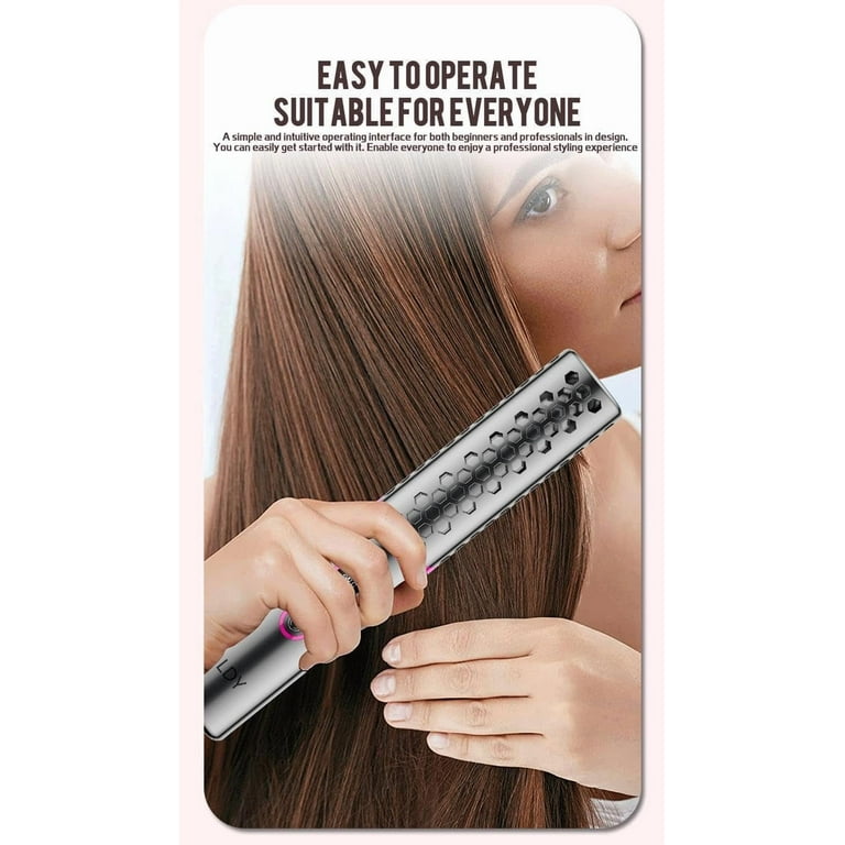 Travel Flat Iron Cordless, Mini Hair Straightener and Curler for On The Go, Portable Size USB-C Rechargeable Grey Straightening Iron