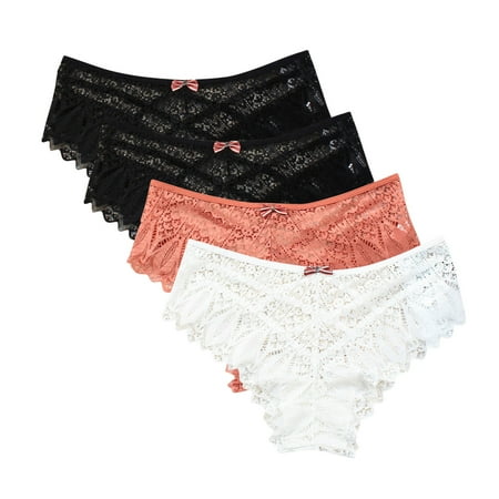 Arnsht Sexy Cheeky Panties for Women Mesh Seamless Lace Criss Cross Bikini Underwear Breathable Wicking Briefs 4 Packs Multicolor#61 XXL