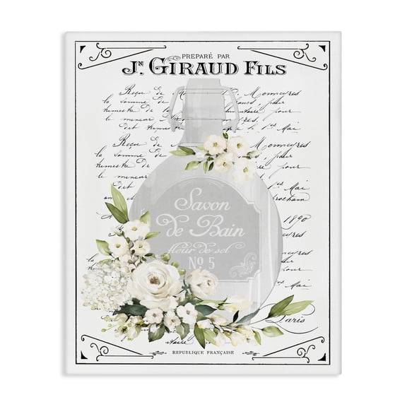 Stupell Industries French White Bath Soap Canvas Wall Art design by Lettered and Lined, 20 x 16
