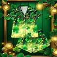 thumbnail image 5 of Tnhcen St. Patrick's Day Women's Pajama Set 2 - Piece Button Front Collared Irish Clover Print Short Sleeve Sleep Shirt & Shorts Milk Silk Spandex Pajamas S - 2XL, 5 of 6