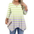 thumbnail image 2 of Sexlip Plus Size Women's Gradient Striped Handkerchief Hem Tunic Tops Long Sleeve Crewneck T-Shirts Loose Dressy Casual Blouse Yellow XL, 2 of 5