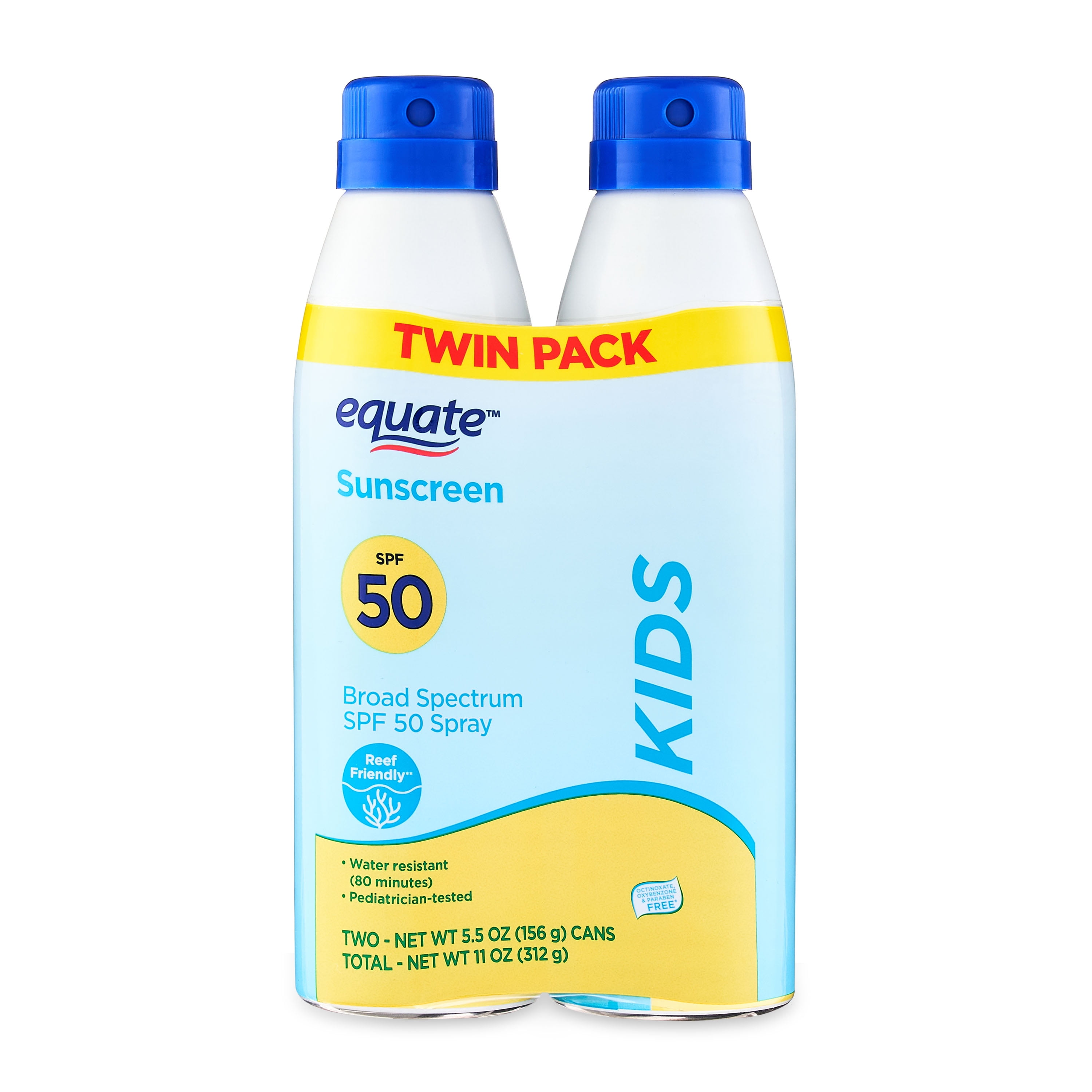 Equate Kids Sunscreen Spray, SPF 50, 11 oz, 2 Count