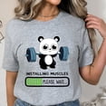 thumbnail image 2 of Camiseta divertida con estampado de Panda para mujer, camisetas de verano con cuello redondo, manga corta, levantamiento de pesas, instalación de músculos, 2 of 5