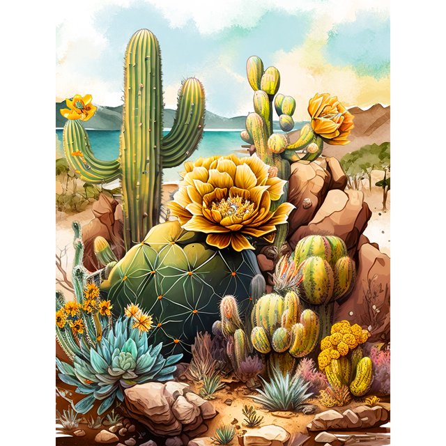 Kit de pintura de diamante 5D DIY Hugtrwg Botas decoración de arte de cactus K475