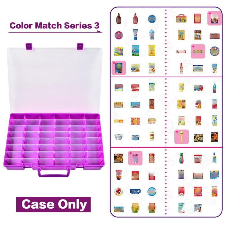 MYMOON Plastic Storage Case for Mini Brands Toys - Compatible with Shopkins, Lol Surprise, Miniatures - Travel Friendly (Purple)
