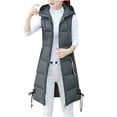 thumbnail image 2 of Fiogavroetic Mode Femme à Capuche Mince Fermetures Éclair Sans Manches Fermeture Éclair Solide Manteau Chaud Hauts Gilet, 2 of 6