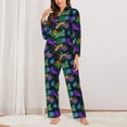 thumbnail image 2 of Pajama Sets for Women 2 Pcs, Artistic Colorful Gecko Lizard Button Down Long Sleeve Sleepwear Lounge PJ Sets, 2 of 6