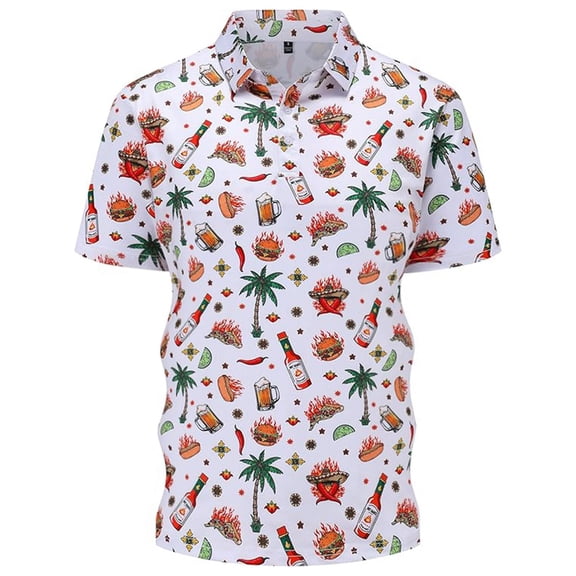 Mens Polo Shirt Printed Comfortable Short Sleeve Casual Full Funny Graphic Vacation Mens T-Shirts