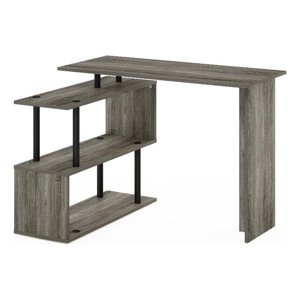 Pemberly Row L-Shape Bureau d'ordinateur avec 3-Tier Étagères en chêne français/noir